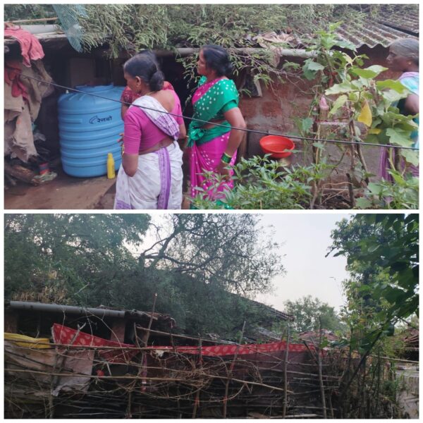 तिरवडे तर्फ खारेपाटण येथे घरावर चिंचेचे झाड पडून नुकसान