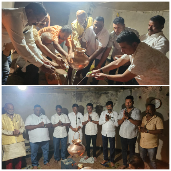 भाजपा वर्धापनदिनानिमित्त पडेल भाजपा मंडल च्या वतीने विमलेश्वर मंदिरात अभिषेक