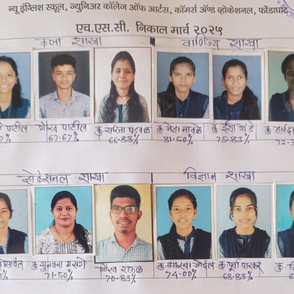 न्यू इंग्लिश स्कूल ॲण्ड ज्युनिअर कॉलेज फोंडाघाटची उज्वल यशाची परंपरा कायम. एच. एस. सी. चा निकाल १००.०० टक्के, २६४ पैकी २६४ विद्यार्थी उत्तीर्ण