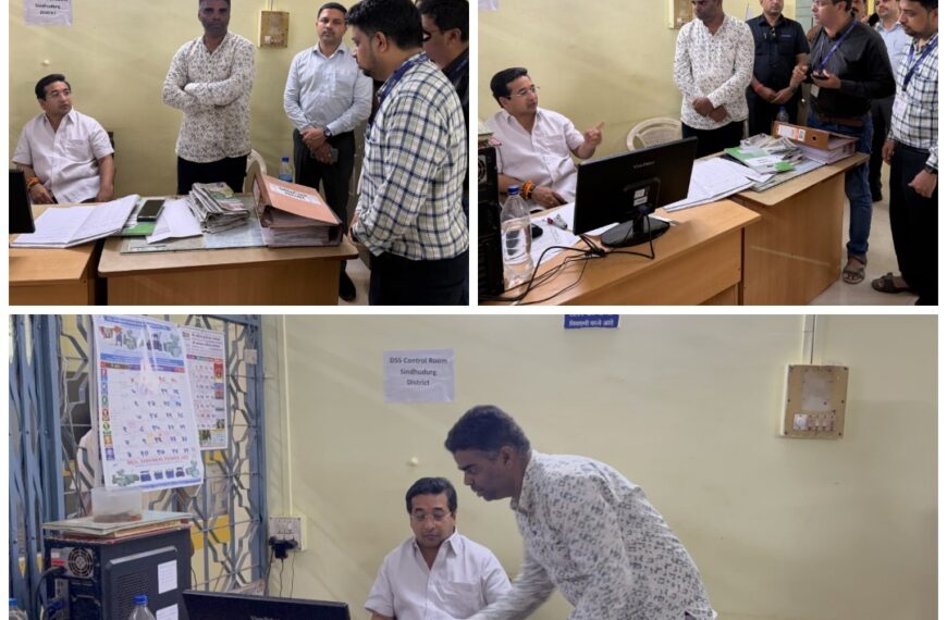 पालकमंत्री नितेश राणे यांनी कुडाळ येथील विद्युत वितरण च्या नियंत्रण कक्षाला दिली अचानक भेट
