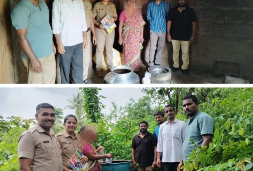 साकेडीत पोलिसांची धाड ; गावठी दारू अड्डा उध्वस्त