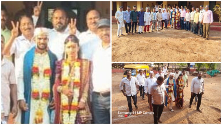 तळेरे पंचायत समिती मतदार संघात शिडवणे मतदान केंद्रावर नवदांपत्याने बजावला मतदानाचा अधिकार