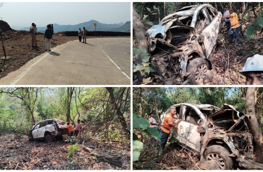 करूळ घाटात एक्सयुव्ही कार दरीत कोसळली