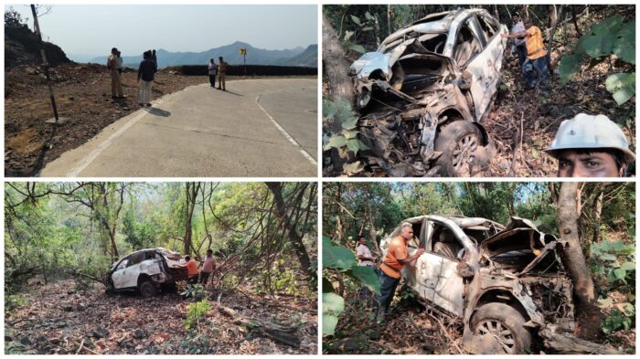 करूळ घाटात एक्सयुव्ही कार दरीत कोसळली