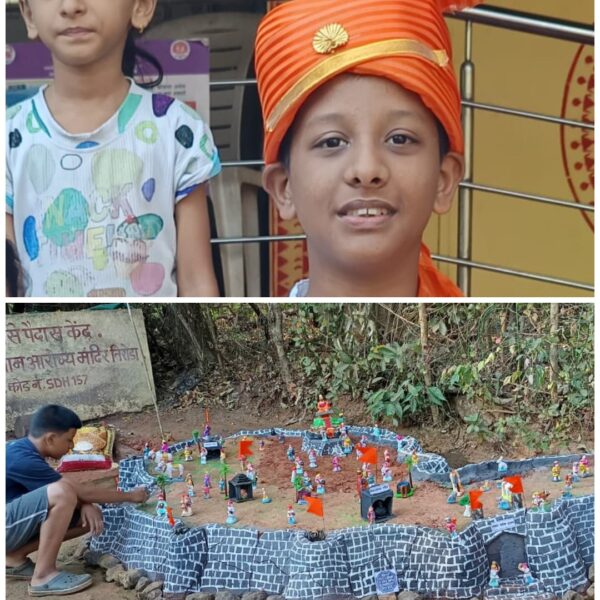 भाऊ-बहिणीने साकारली इको-फ्रेंडली सिंधुदुर्ग किल्ल्याची आकर्षक प्रतिकृती