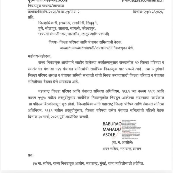 जिल्हा परिषद अध्यक्ष, पं. स. सभापती निवड 20 मार्चपूर्वी होणार