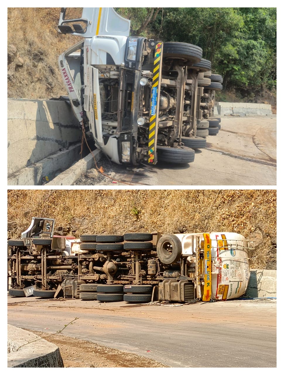 करूळ घाटात इथेनॉलचा टँकर पलटी