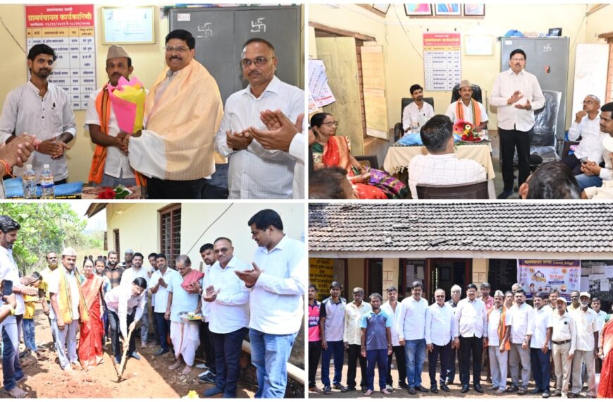 शिवसेना उपनेते संजय आग्रे यांच्या हस्ते भरणी ग्रामपंचायत इमारतीचे भूमिपूजन; गावाच्या सर्वांगीण विकासासाठी निधी देण्याचे आश्वासन