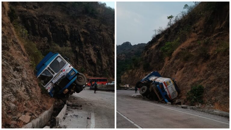 करूळ घाटात टँकर पलटी ; चालक जखमी