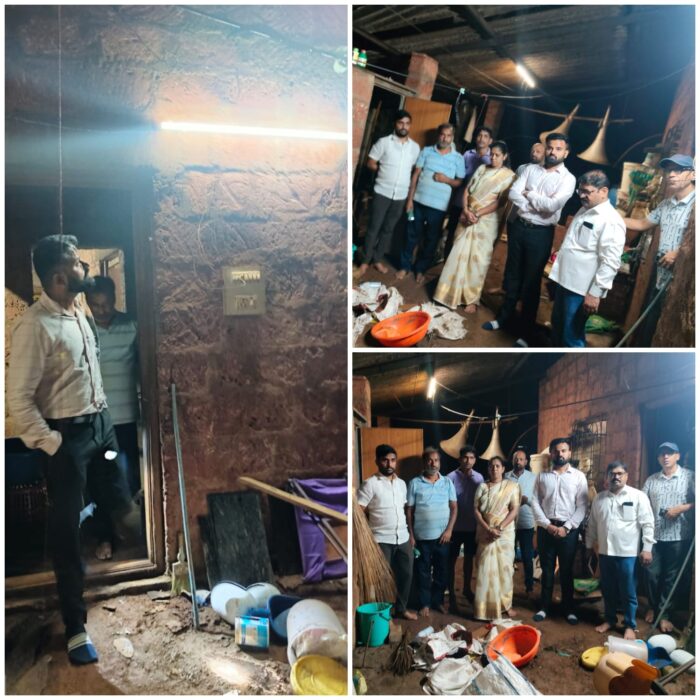 करूळ येथील नुकसान झालेल्या घराची सभापती सिद्धेश रावराणे यांच्याकडून पाहणी