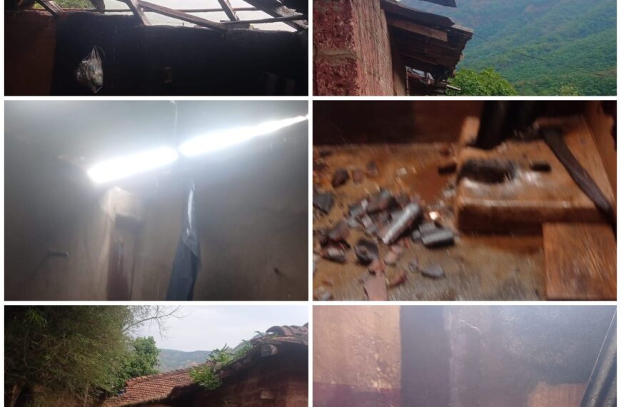 चक्रीवादळाचा तडाखा : वैभववाडी तालुक्यातील अनेक गावात घरांचे मोठे नुकसान
