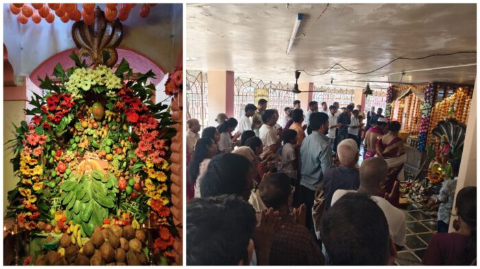 कोकणी मेव्याच्या आरासीने वेधली श्री हनुमानाची मूर्ती…!