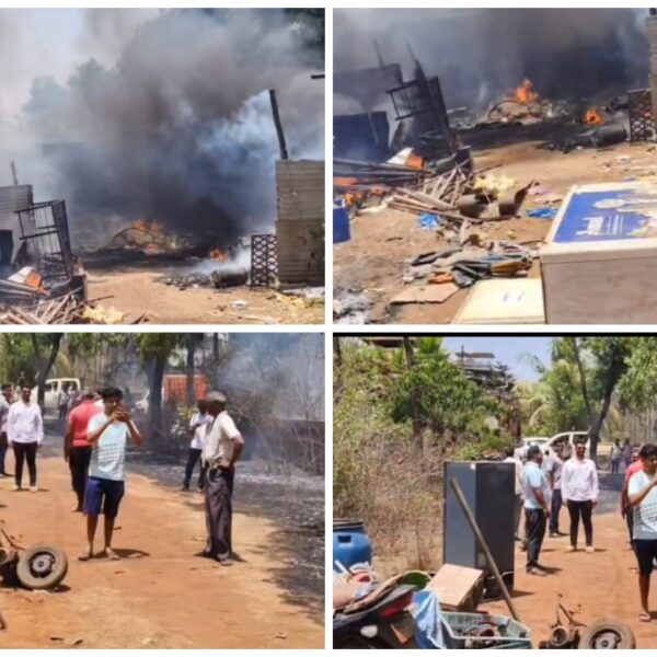 ओझरम येथील भंगार गोडाऊनला भीषण आग ; मोठं नुकसान