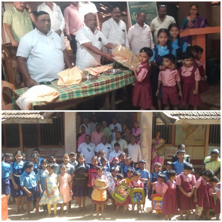 नारायण राणे यांच्या वाढदिवसानिमित्त विद्यार्थ्यांना स्कूल बॅगचे वाटप