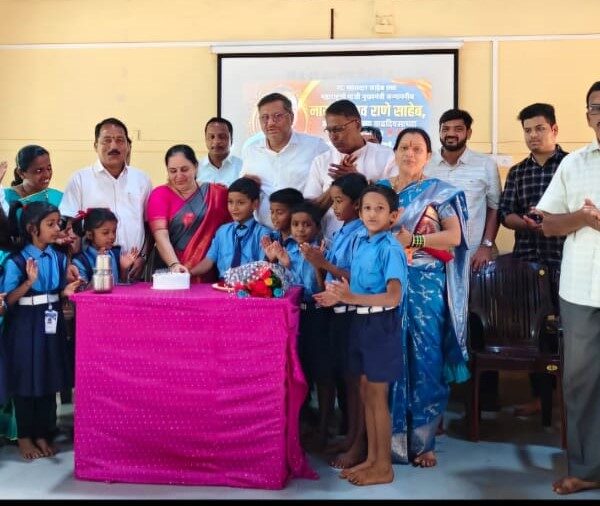 शिडवणे नं. १ शाळेत खासदार नारायण राणे यांचा ७४ वा वाढदिवस उत्साहात साजरा