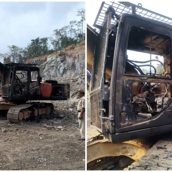 पोकलँड मशीन जाळले ; २० लाखांचे नुकसान