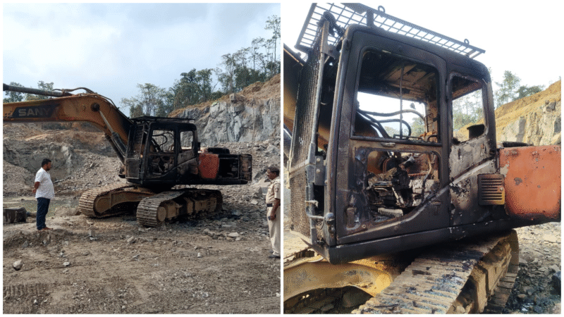 पोकलँड मशीन जाळले ; २० लाखांचे नुकसान