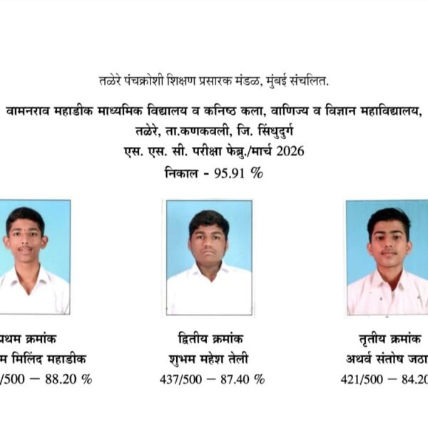दहावी बोर्ड परीक्षेत वामनराव महाडिक हायस्कूलचा स्वयंम महाडिक प्रथम