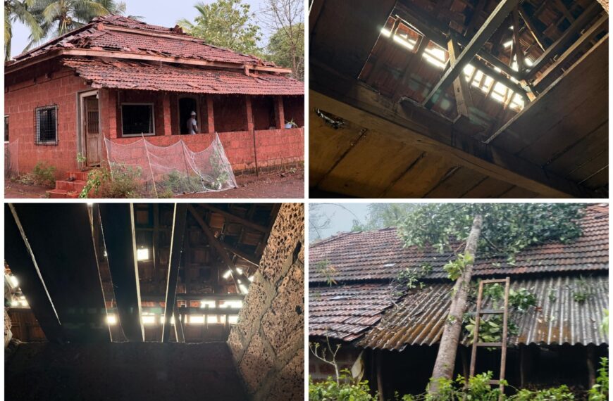 सलग तिसऱ्या दिवशी वैभववाडीत वादळी पावसाचा तडाखा; ४१ घरांची छपरे उडाली