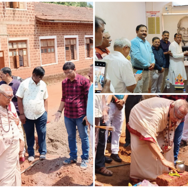 खारेपाटण हायस्कूल व ज्युनियर कॉलेजच्या बहुद्देशीय सभागृहाचे रामेश्वरम मंदिर ट्रस्टी स्वामी राधाकृष्ण यांच्या शुभ हस्ते भूमिपूजन
