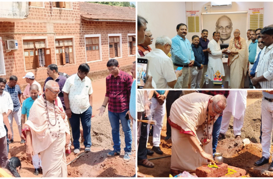 खारेपाटण हायस्कूल व ज्युनियर कॉलेजच्या बहुद्देशीय सभागृहाचे रामेश्वरम मंदिर ट्रस्टी स्वामी राधाकृष्ण यांच्या शुभ हस्ते भूमिपूजन