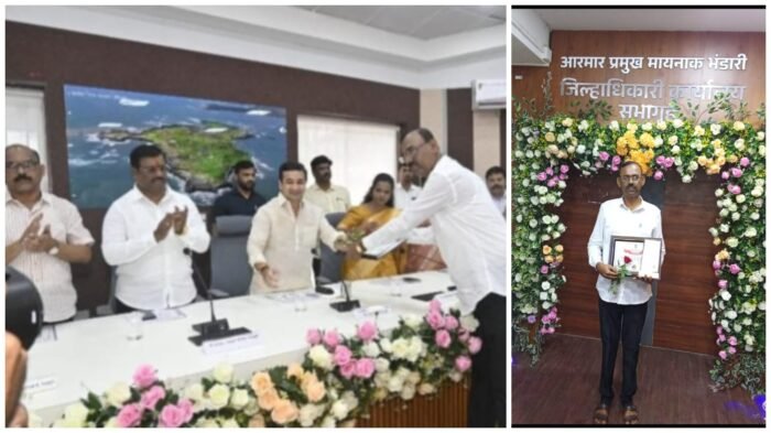 पालकमंत्र्यांच्या हस्ते उत्कृष्ट पोलीस पाटील पुरस्काराने मोहन सावंत यांचा सन्मान