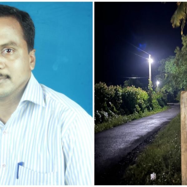 खारेपाटण येथे रस्त्यावर बरेच दिवस बंद असलेले पथदिवे लावले.