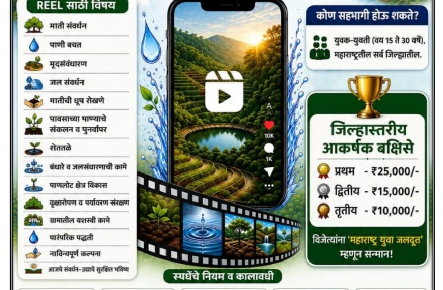 जल-मृद संवर्धनाचा संदेश देण्यासाठी ‘रील स्पर्धा’; युवक-युवतींना सहभागी होण्याचे आवाहन