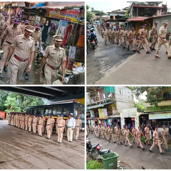 बांदा पोलीस आणि दंगल नियंत्रक पथकाचा आगामी सण-उत्सवांसाठी शहरात रूटमार्च