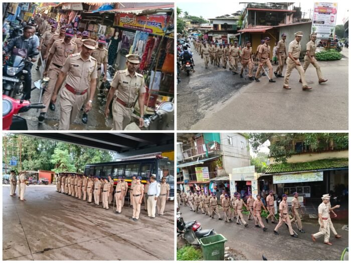 बांदा पोलीस आणि दंगल नियंत्रक पथकाचा आगामी सण-उत्सवांसाठी शहरात रूटमार्च