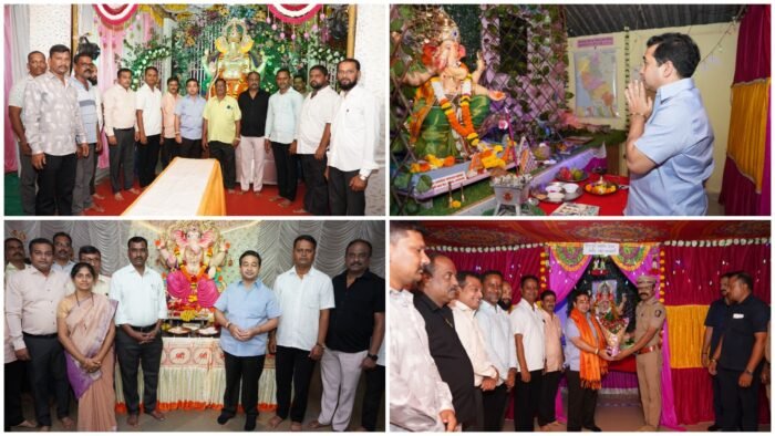 कणकवलीतील सार्वजनिक गणेशोत्सव मंडळांना पालकमंत्री ना. नितेश राणे यांची भेट