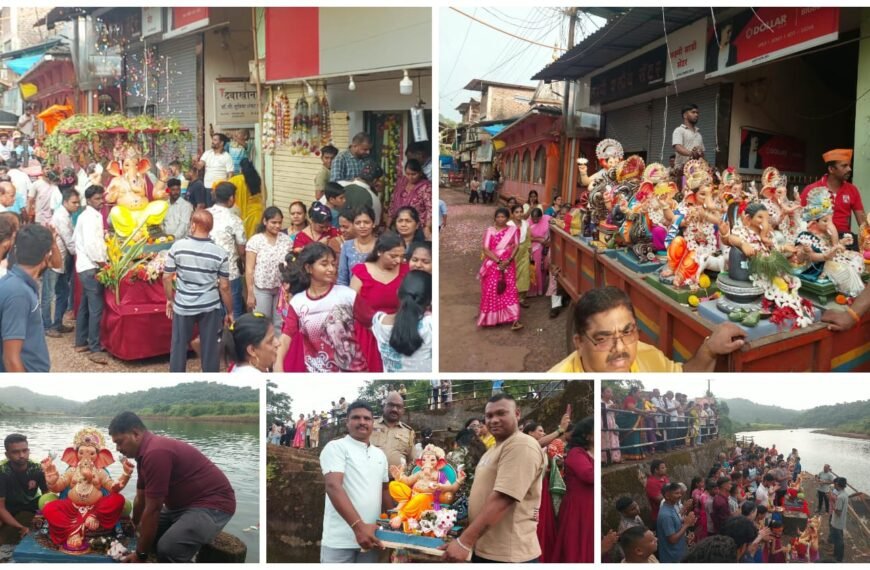 खारेपाटण येथे ७ दिवसांच्या गणपतीचे भक्ती भावाने विसर्जन