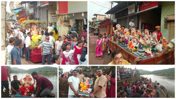 खारेपाटण येथे ७ दिवसांच्या गणपतीचे भक्ती भावाने विसर्जन