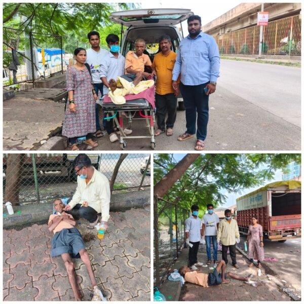सानपाडा रेल्वे स्थानकाबाहेर विव्हळत पडलेल्या निराधार वृद्धाला जीवन आनंद संस्थेचा आधार