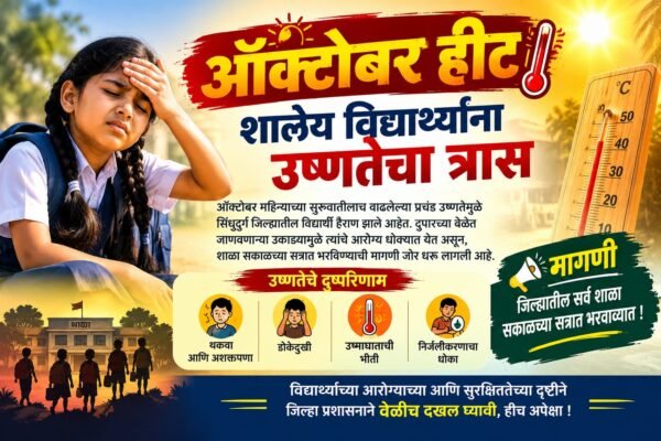 सिंधुदुर्ग जिल्ह्यात वाढत्या उष्णतेने विद्यार्थी हैराण