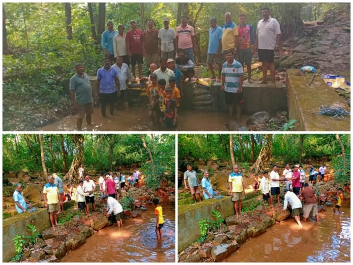 श्रमदानातून चिंदर भटवाडी पोसेपाणी येथे कच्चा बंधारा…!