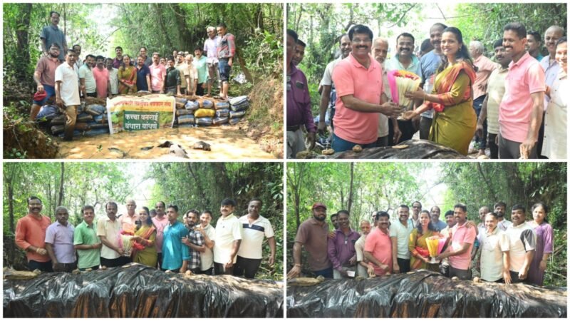 वनराई बंधारा बांधत पत्रकारांनी समाजासमोर निर्माण केला आदर्श
