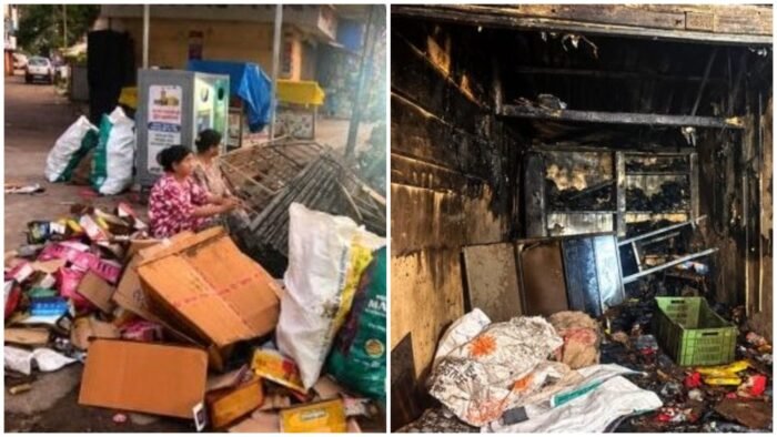 सावंतवाडी बाजारपेठेत चप्पल दुकानाला लागली आग