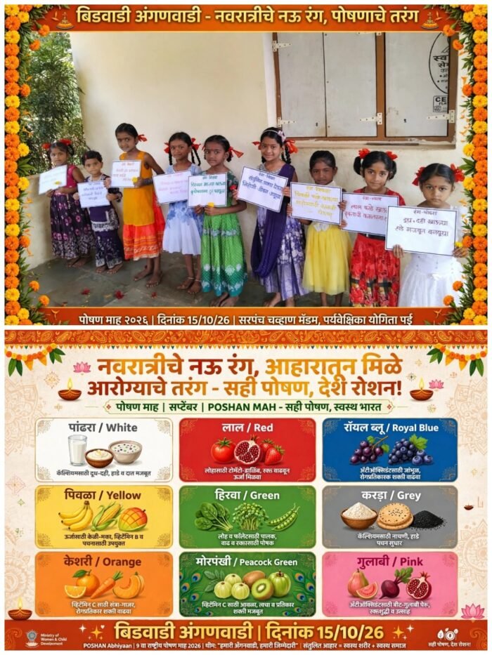 बिडवाडी अंगणवाडी मध्ये रंगला नवरात्रीच्या नऊ रंगात पोषण माह; नऊ&hellip;